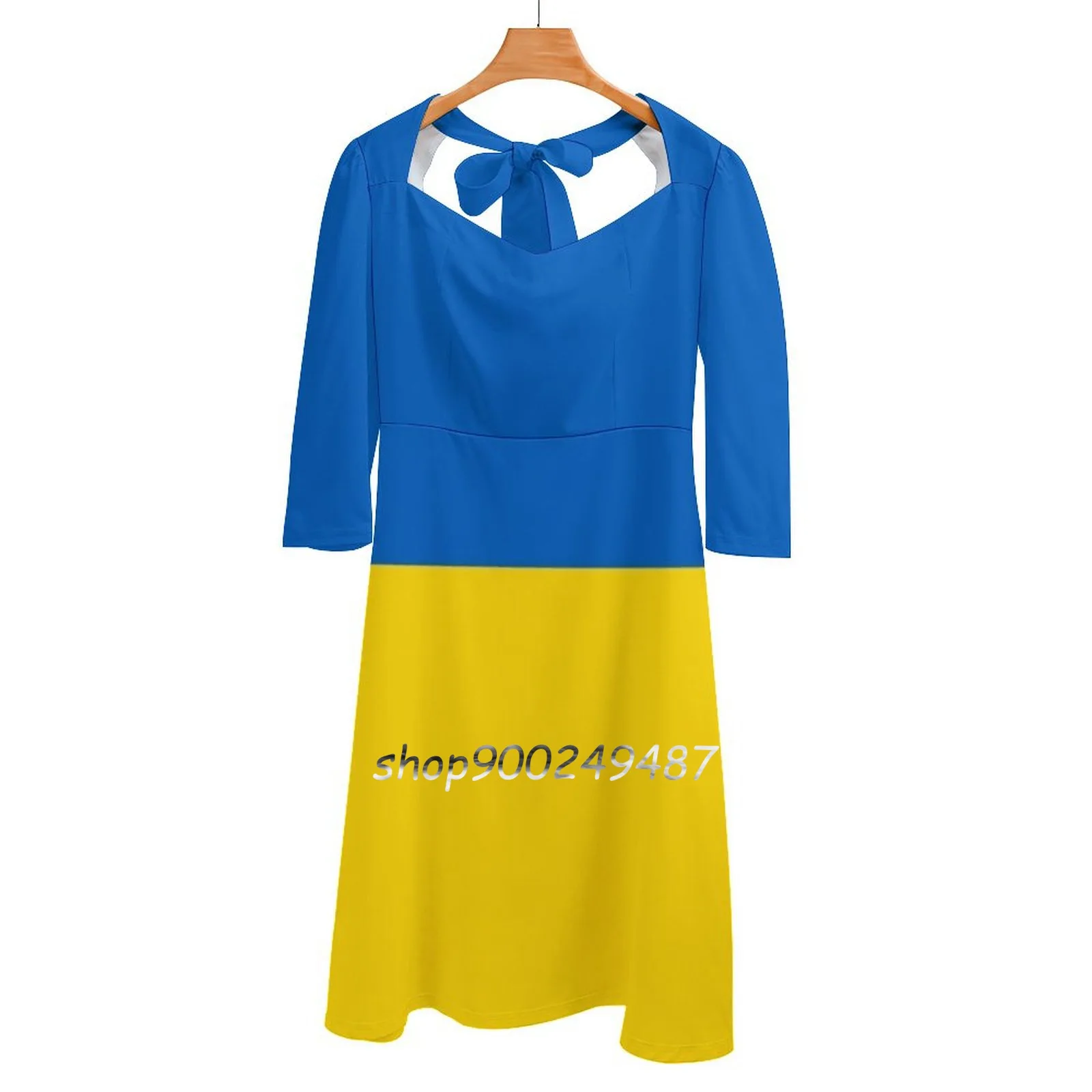 

Flag Of Ukraine Square Neck Dress Sweet Summer Dress Women Elegant Halter Print Dress Ukrainian Flag Ukraine Ukraine Flag Flag