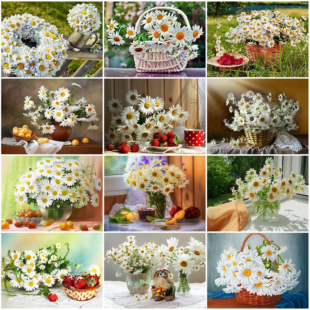 Алмазная вышивка цветы ромашки |