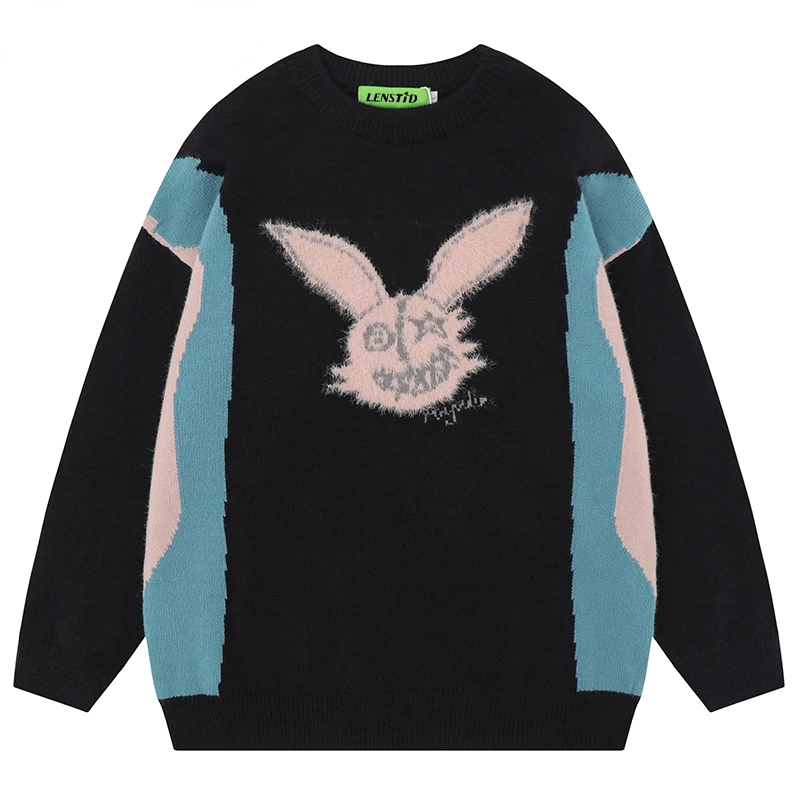 

Джемпер мужской трикотажный в стиле хип-хоп, с забавным кроликом