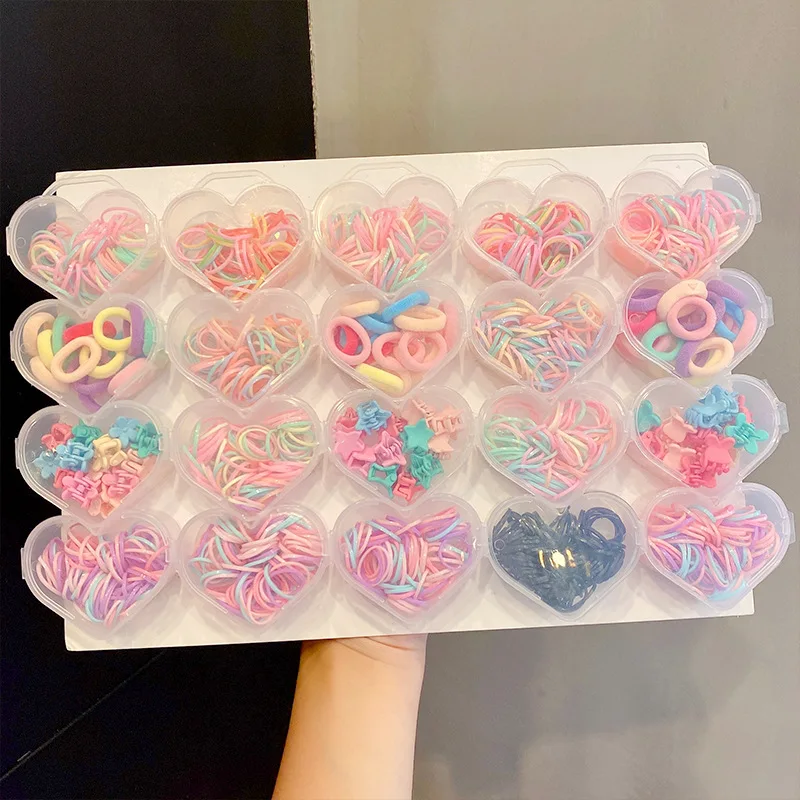 

320PCS/Set Boxed Cute Colorful Children Girls Elastic Hair Bands Kids Pigtail Hair Tie Small Scrunchie Lovely Hair Accessories