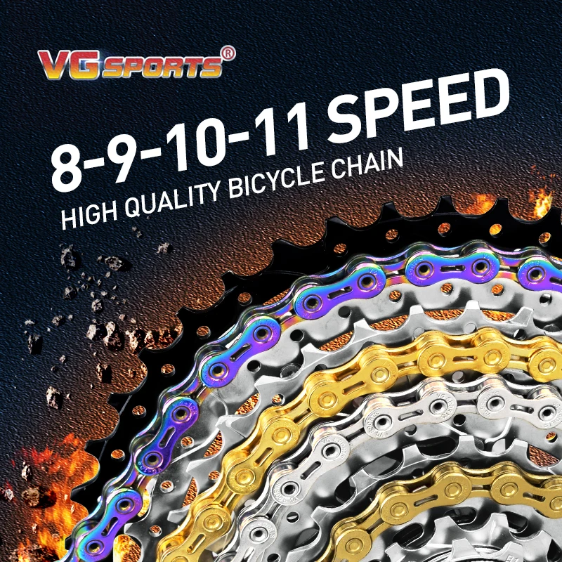 VG Sports 8 9 10 11 12 Speed Ultralight Bicycle Chain EL Half Hollow Chain 8s 9s 10s 11s 12s 116L Mountain Road Bike Chain Parts images - 6