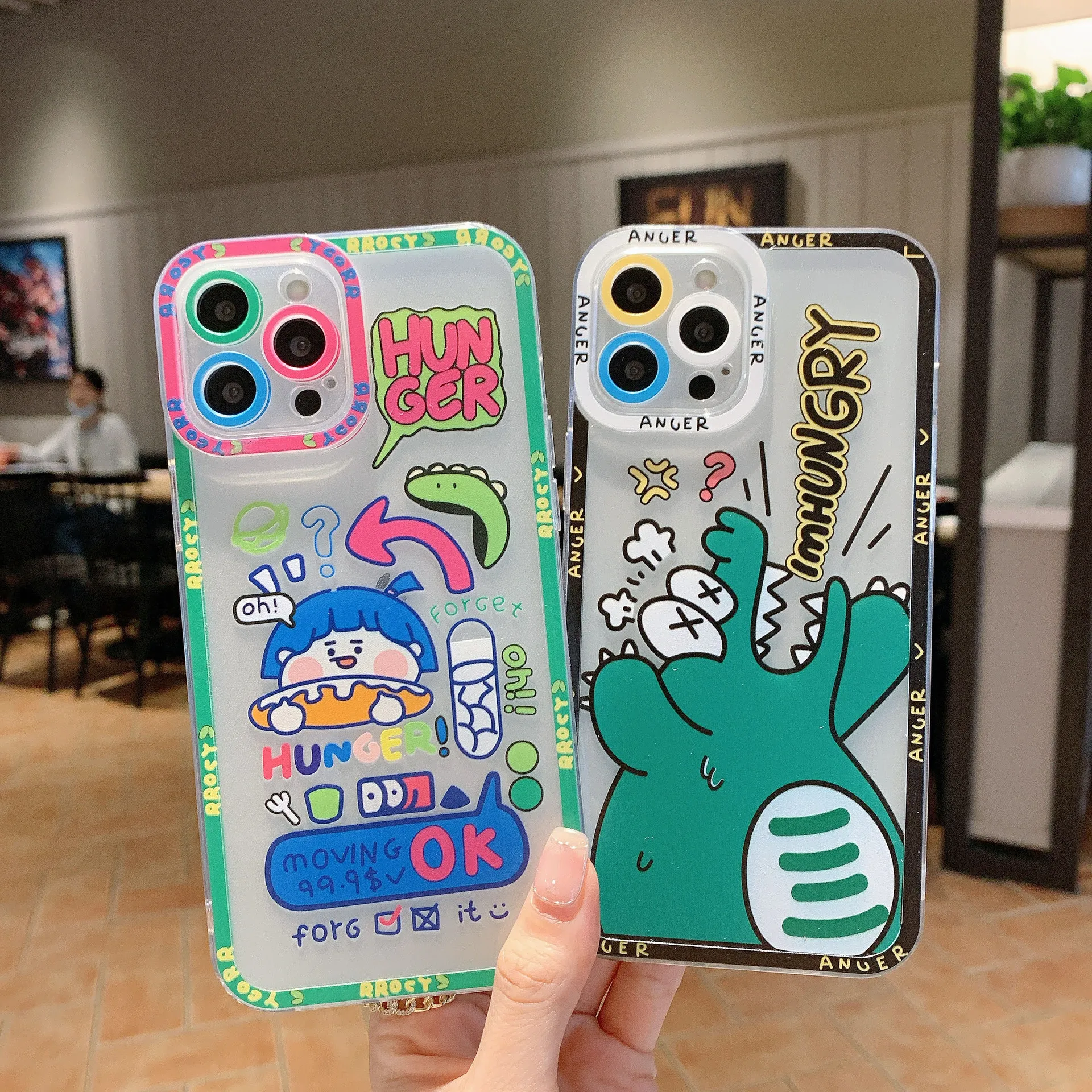 

Korea Cute Crocodile Graffiti Label Tide Cool Phone Case for Iphone 13 12 Pro Max MiNi 11 13pro XR X XS 7 8 Plus Soft Back Cover