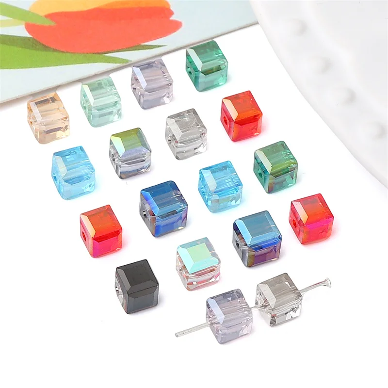 Стеклянные квадратные бусины, 10 шт | AliExpress