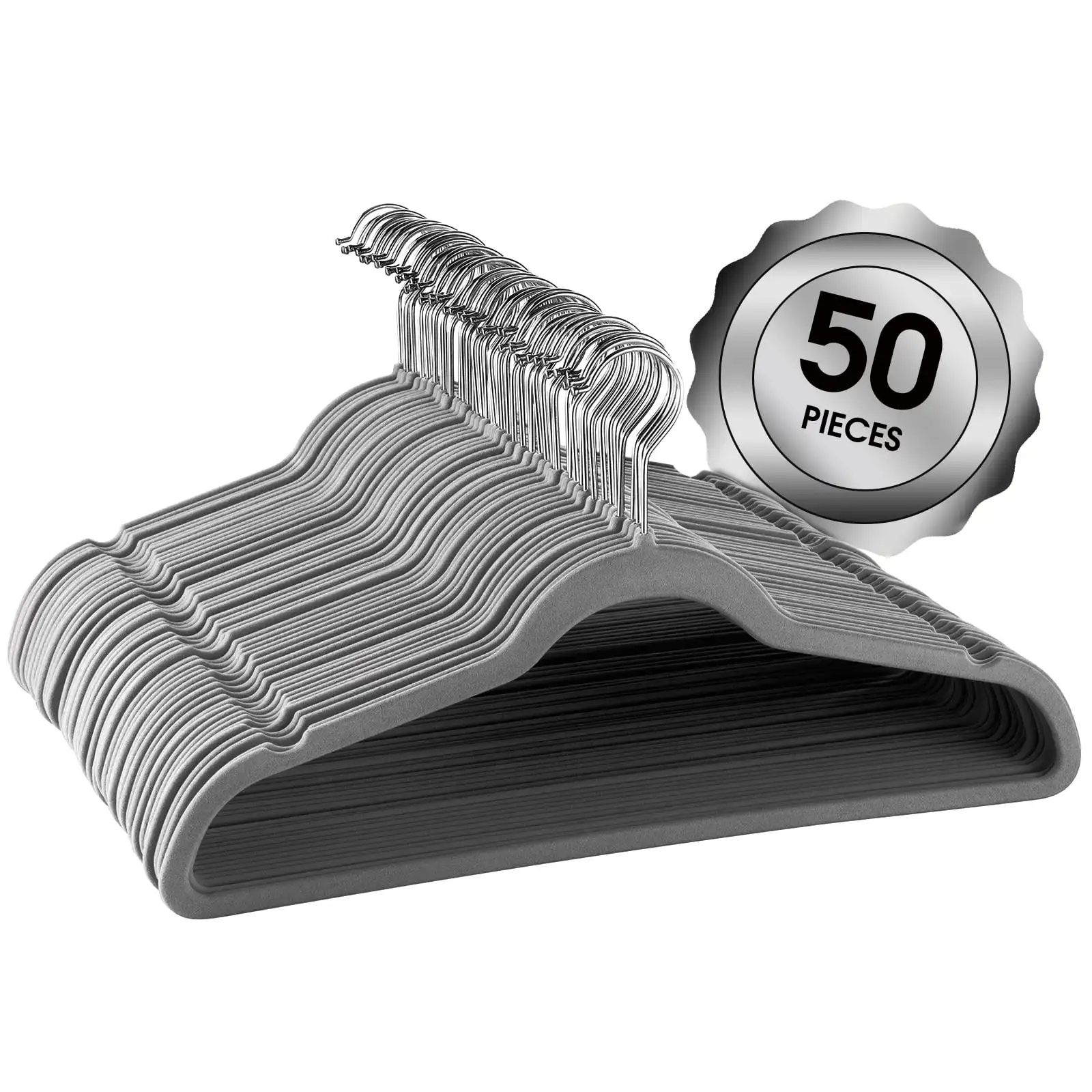 

Non Slip Velvet Clothing Hangers, 50 Pack, Gray