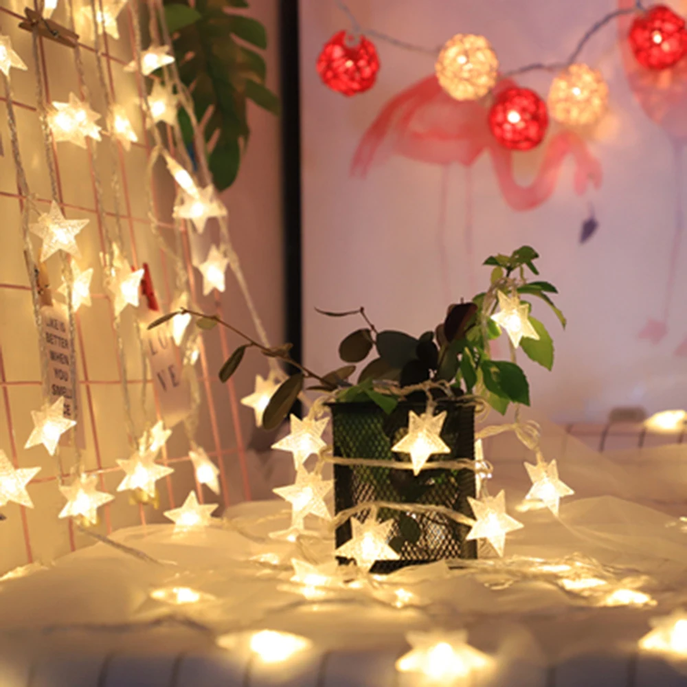 

1.5M/3M/6M/10M 80Leds Star String Lights Christmas Garland Battery/USB Powered Wedding Party Curtain String Fairy Light for Home
