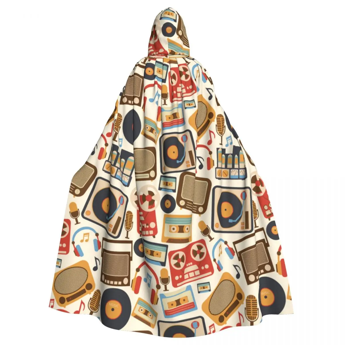 

Hooded Cloak Unisex Cloak with Hood Music Retro Pattern Cloak Vampire Witch Cape Cosplay Costume
