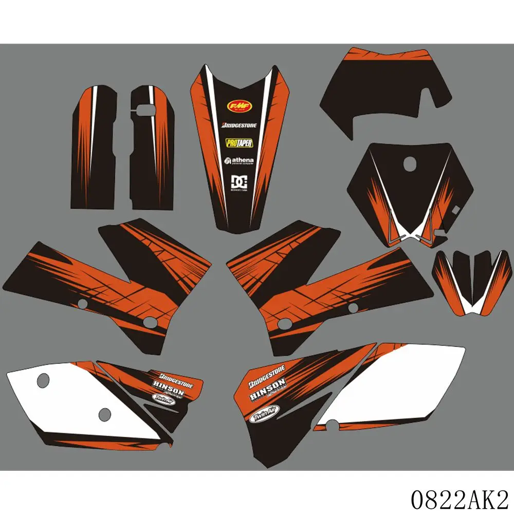 

Full Graphics Decals Stickers Motorcycle Background Custom Number Name For KTM EXC EXC-F 125 250 300 450 525 2005 2006 2007