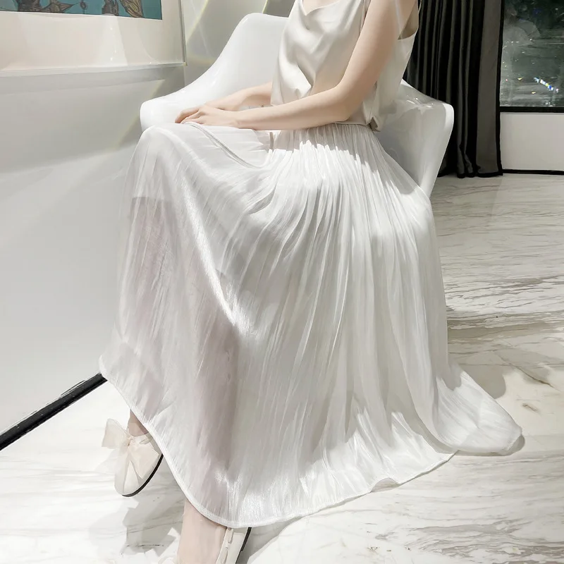 Юбка-миди женская шифоновая с цветочным принтом высокой талией