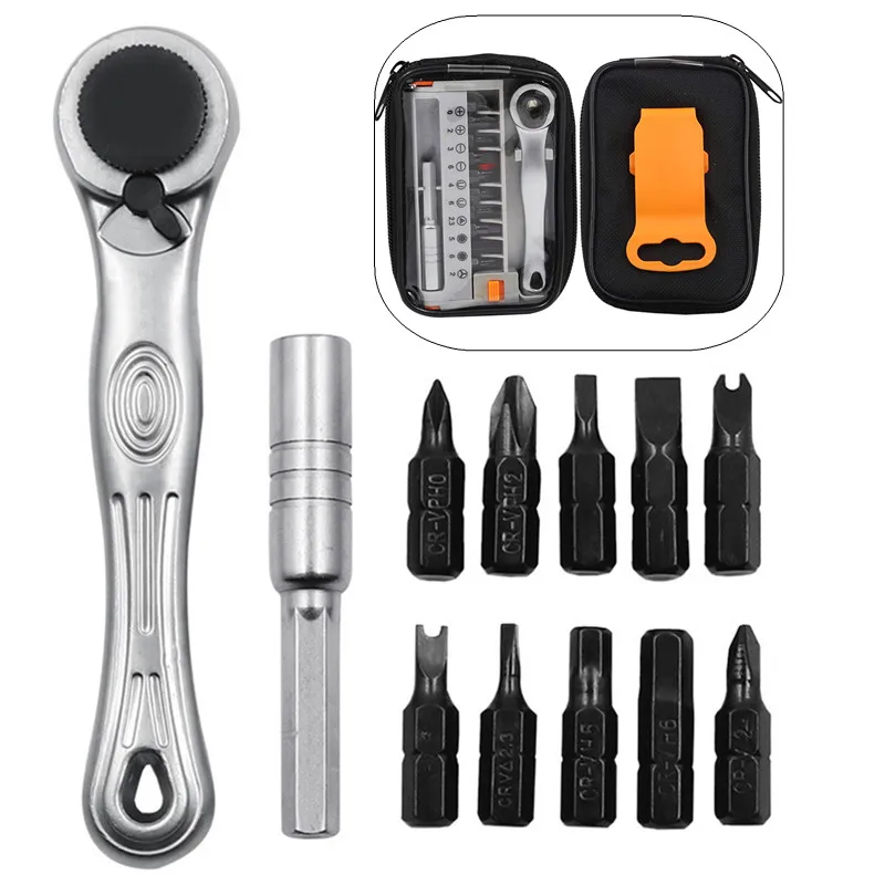 

12 in 1 Ratchet Spanner Screwdriver Set CR-V Material Repairing Socket Wrench Slotted Phillips Hex Screw Driver Home Hand Tools