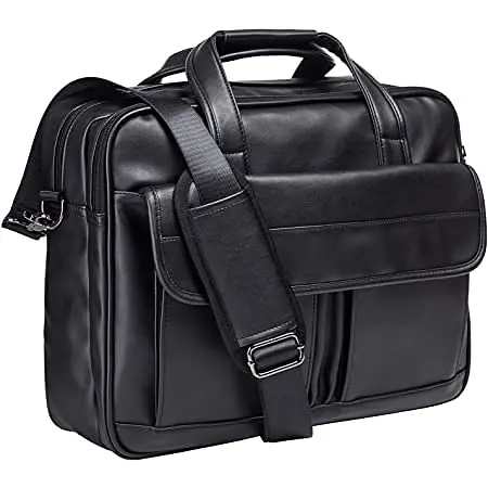 

Leather Laptop Bag, Men's 15.6 Inches 17.3 Inches Messenger Briefcase Business Satchel Computer Handbag Shoulder Bag