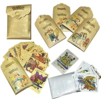11pcsbag pokemon gold sliver gold foil cards english spanish shiny charizard pikachu iron cards vmax collection battle trainer