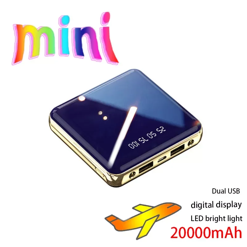 

NEW2023 Mini Power Bank Portable 20000mAh Charger Fast Charging Digital Display External Battery Flashlight for iPhone