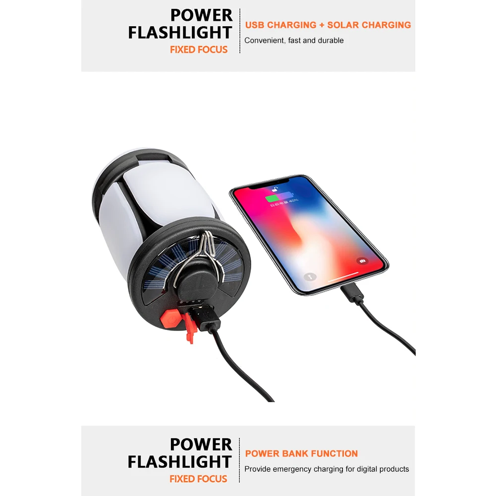 

Portable Outdoor Work Light Rechargeable Led Repair Lighting Deformable Solar Hanging Night Lamp Waterproof Folding 6 Brightness