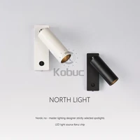 kobuc 3w led wall light spot lights modern folding rotation reading wall lamp blackwhite home hotel bedroom bedside with switch
