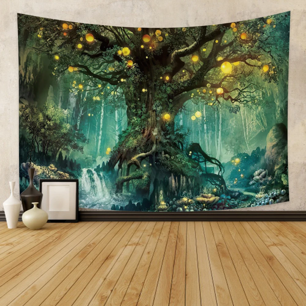 Tree of life Psychedelic Mushroom Tapestry Hippie Boho Cute Room Home Decor Sorcery Tapestry Wall Hanging Home Dormitory Decor psychedelic tree wall blanket home decor tapestry
