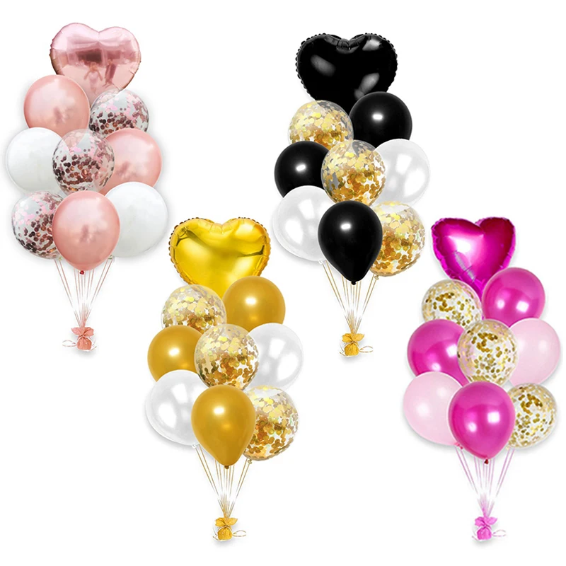 

18pcs Heart Foil Balloons Set Confetti Latex Balloon Wedding Birthday Party Decoration Kids Baby Shower Ballons Globos Supplies