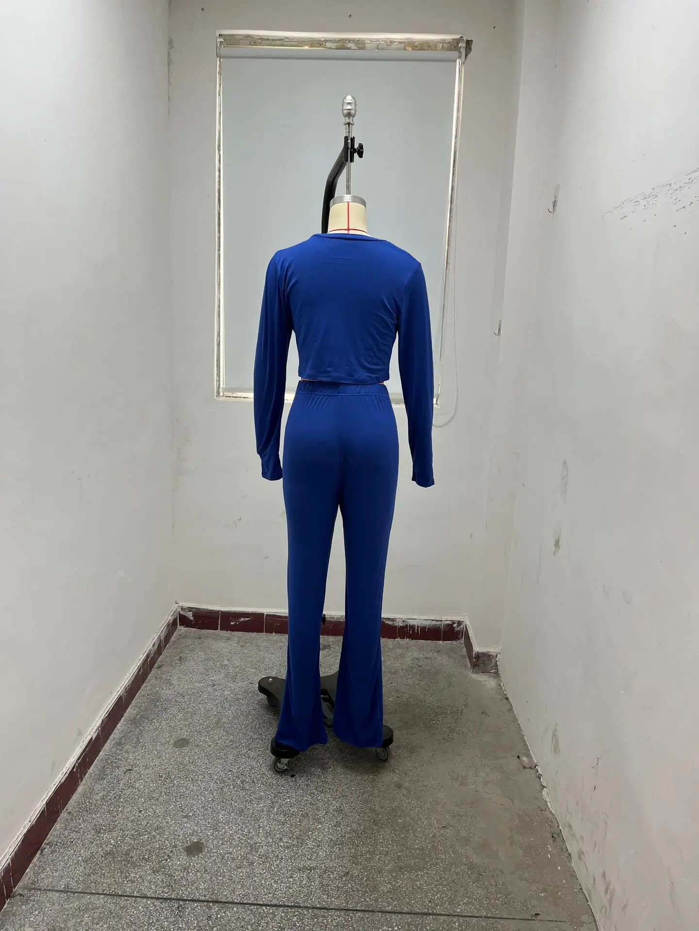 Женский Осенний Модный Топ С Перекрестными Краями Комплект Брюк Высокой Талией