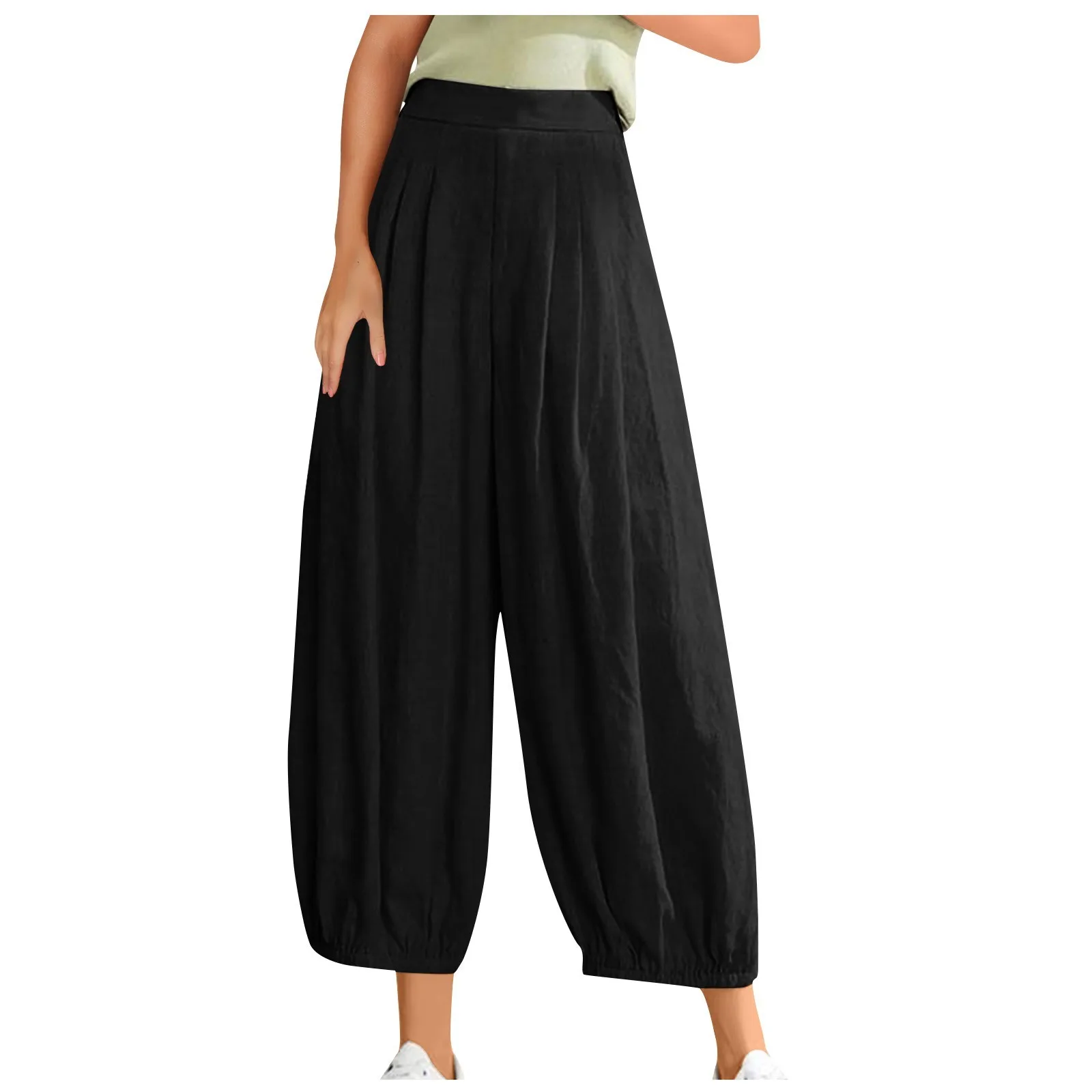 Брюки Pantalones Женские повседневные из хлопка и льна свободные штаны удобные с