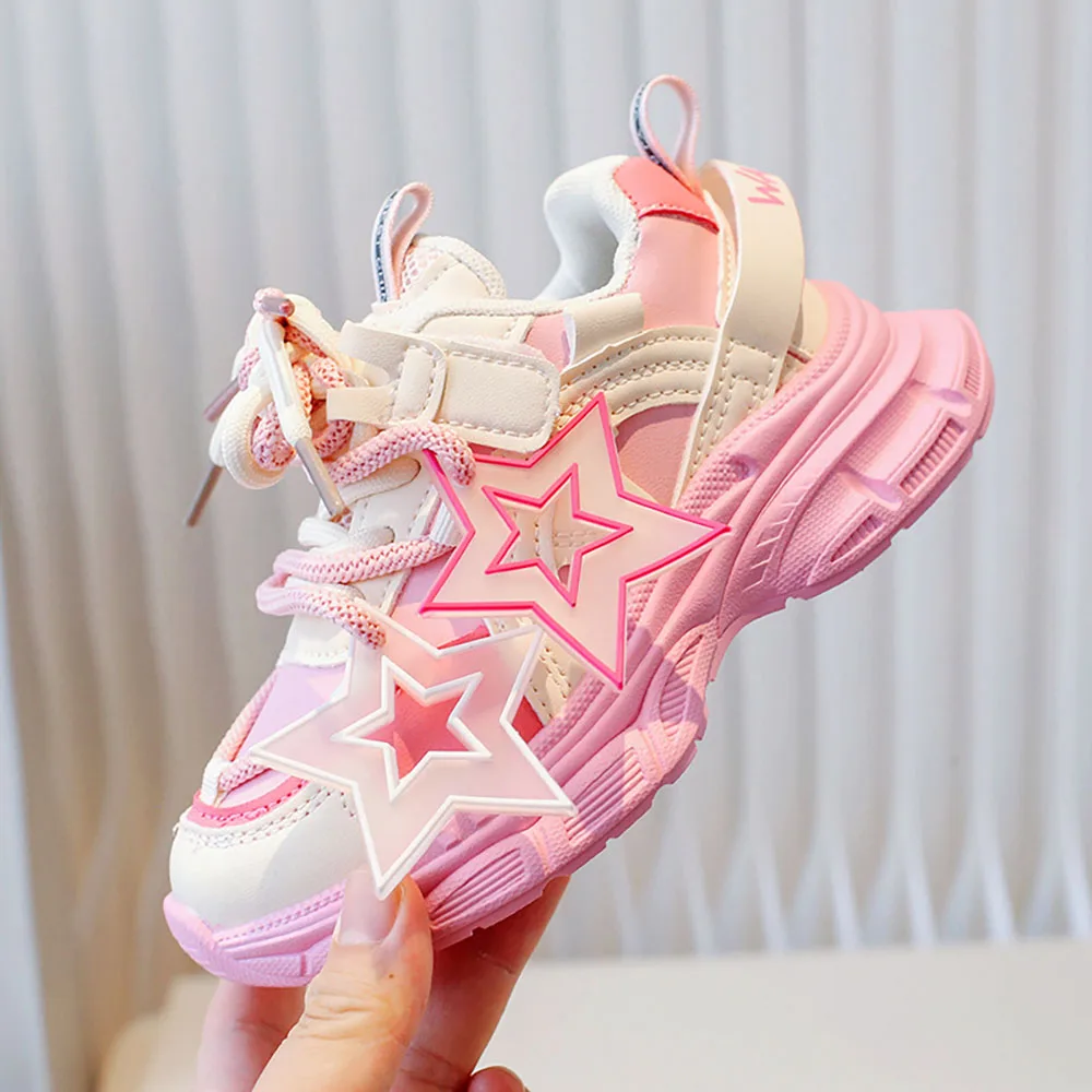 

Autumn Sport Shoes For Children PU Leather Boys Girls Outdoor Tennis Running Footwear For Kids Korean Style Anti-slippery Shoes