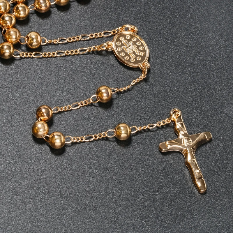 

6mm Rosary Prayer Beads Necklace Catholic Christian Religious Jewelry Charm Gift For Men Women for Cross Pendant Jewelle