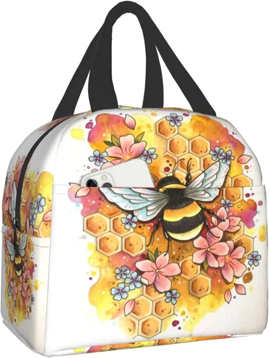 

Милая сумка для ланча с Пчелой и медом, водонепроницаемая изолированная многоразовая сумка для еды, коробка для ланча, контейнер для еды и н...