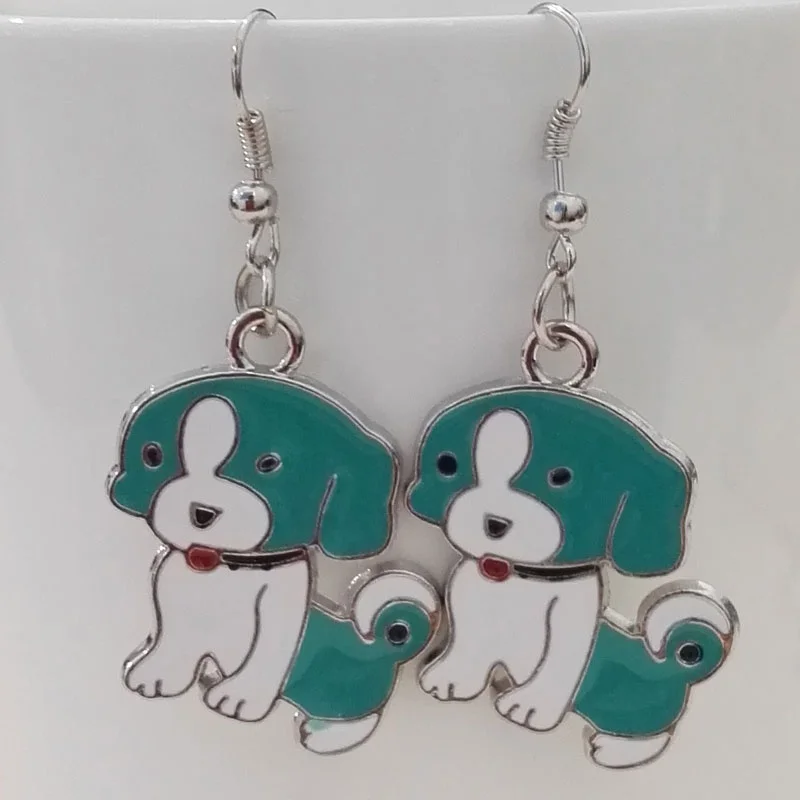 

Colorful Animal Women Drop Earring Oil Painting Cat Dog Womens Earrings