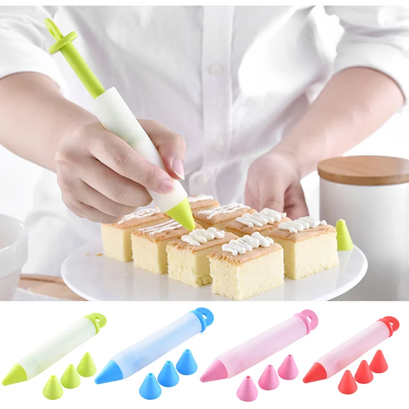 

Baking Cake Decoration Tools Silicone Cake Writing Pen Piping Pastry Nozzles Chocolate Cream Squeezed Gun Dessert Piping Nozzle