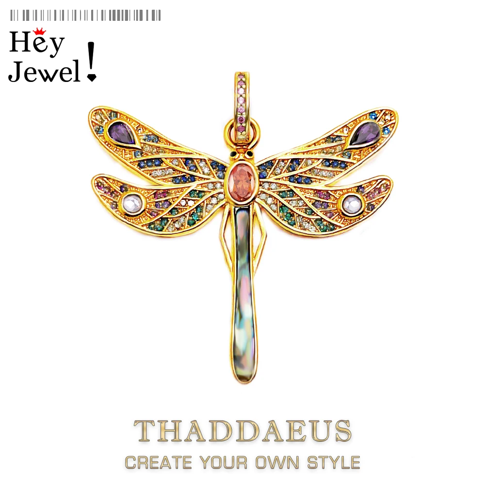 

Pendant Golden Dragonfly,Spring Brand Jewelry Bohemia Playful 925 Sterling Silver Colourful Happy Gift For Women