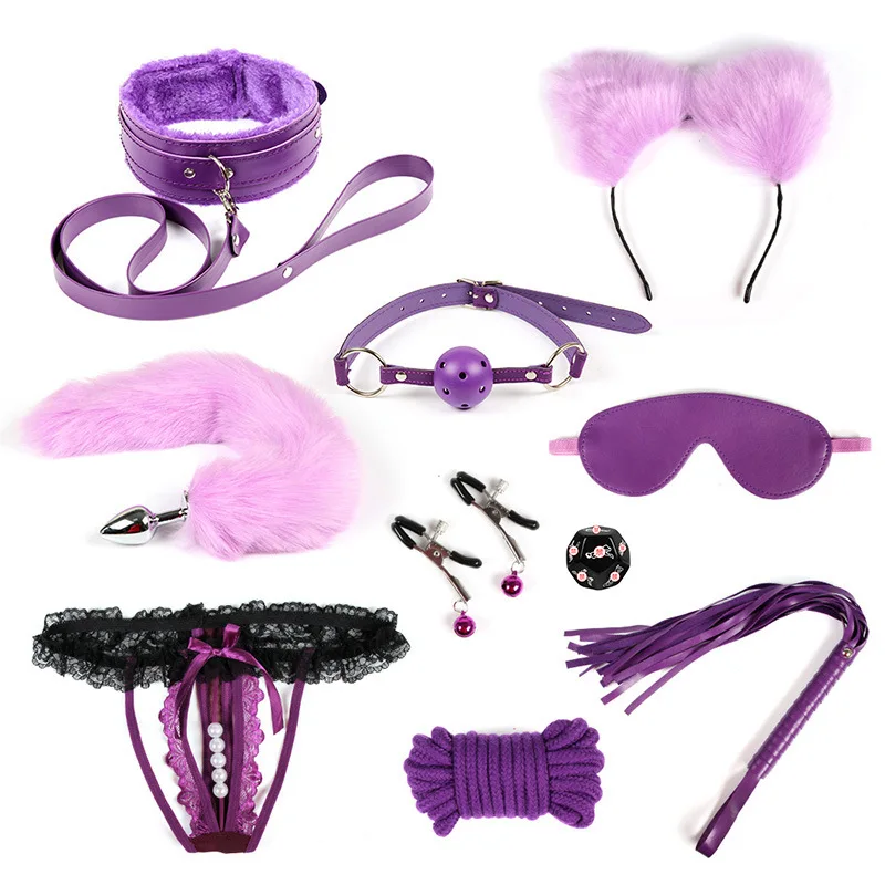 

Sm Dog Slave Fox Tail 10-Piece Bundle Set Fun Dice Alternative Toys Ball Ga Nipple Clamp Binding Rope Ratchet Tie Down