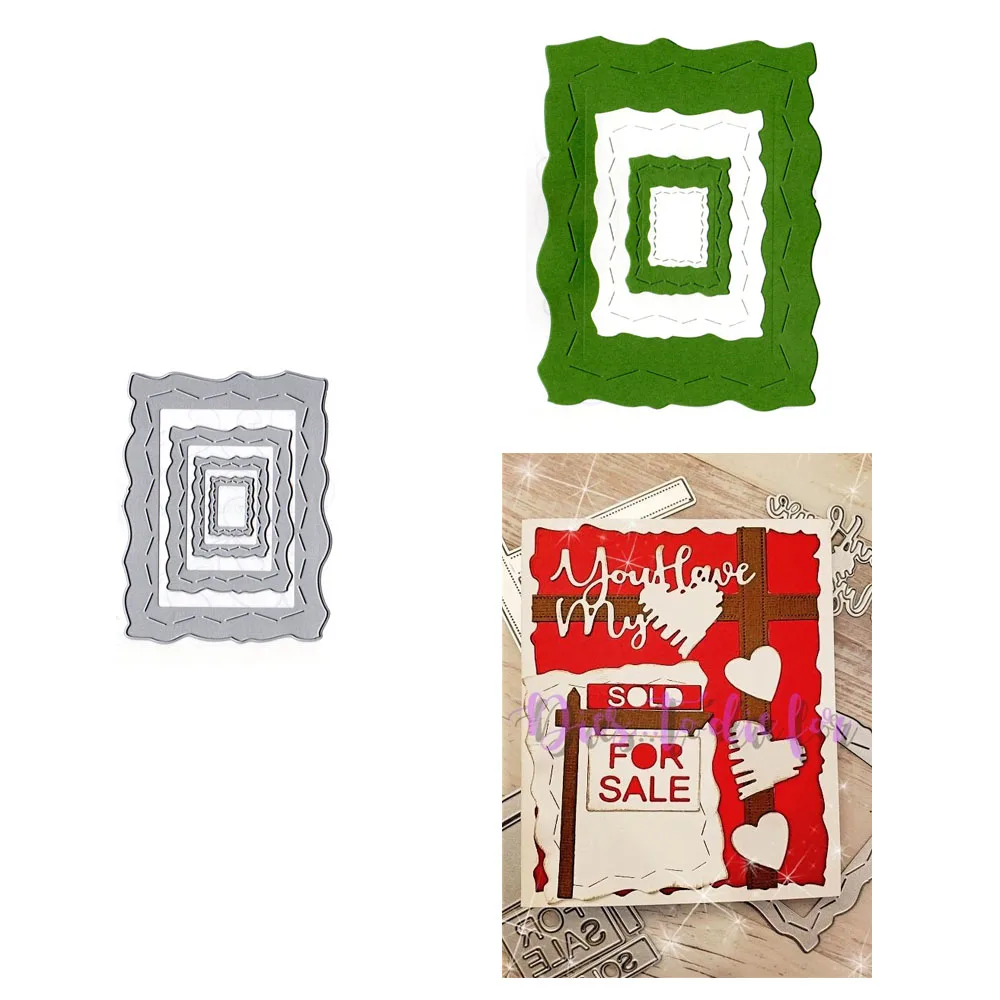 

Rectangle Border Metal Cutting Dies Stencils Die Cut for DIY Scrapbooking Album Paper Card Embossing New 2022