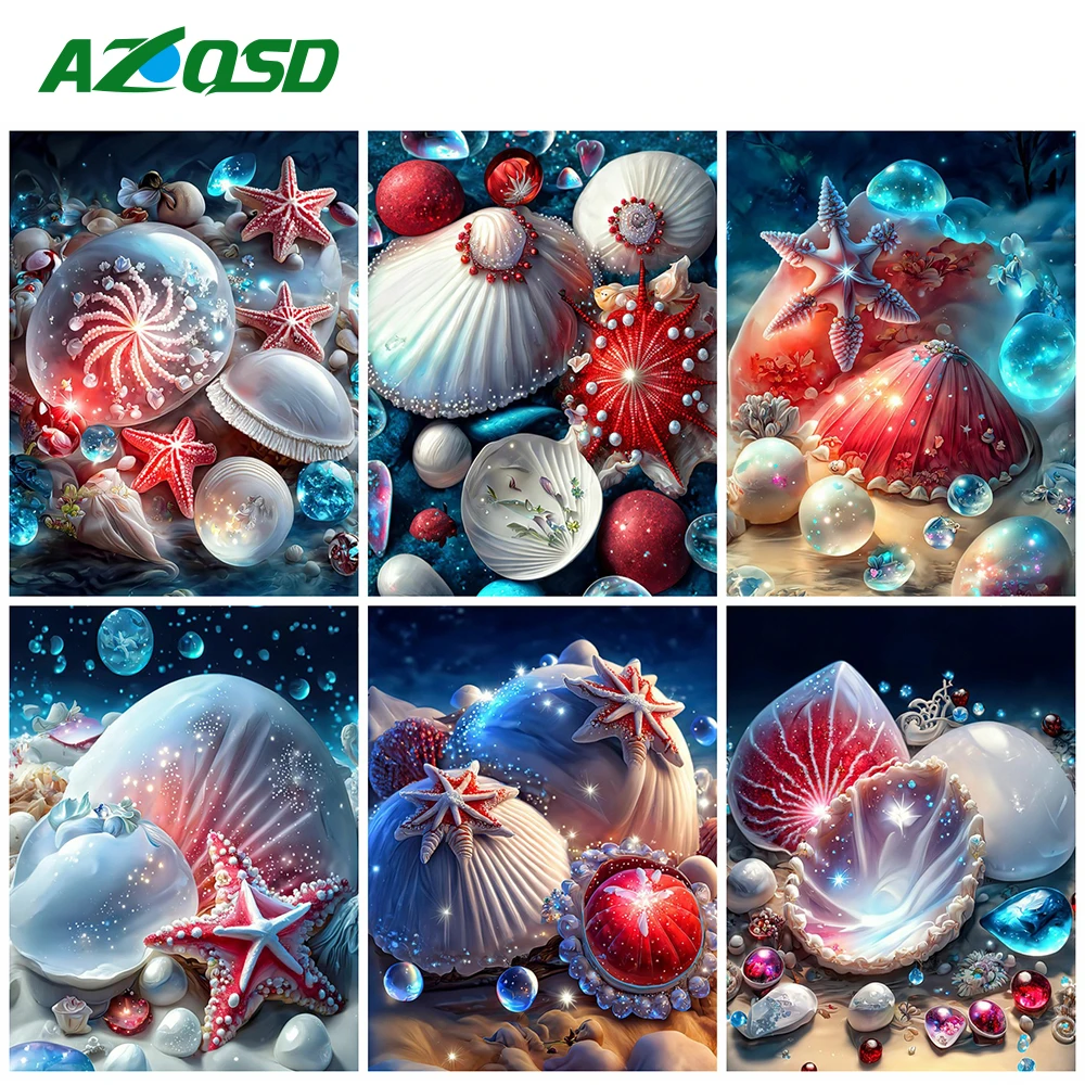 

AZQSD алмазная вышивка корка шивы алмазная мозаика пляж пейзаж новое поступление живопись морская звезда декор для дома