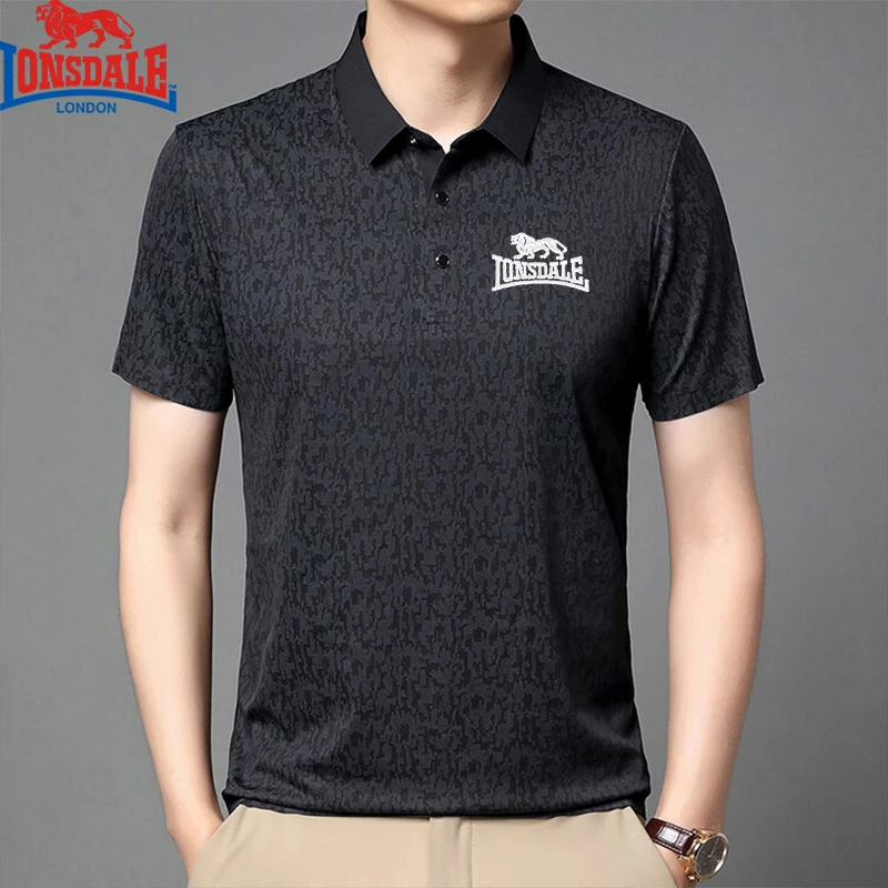 Новинка Летняя шелковая рубашка-поло с вышивкой LONSDALE мужская деловая