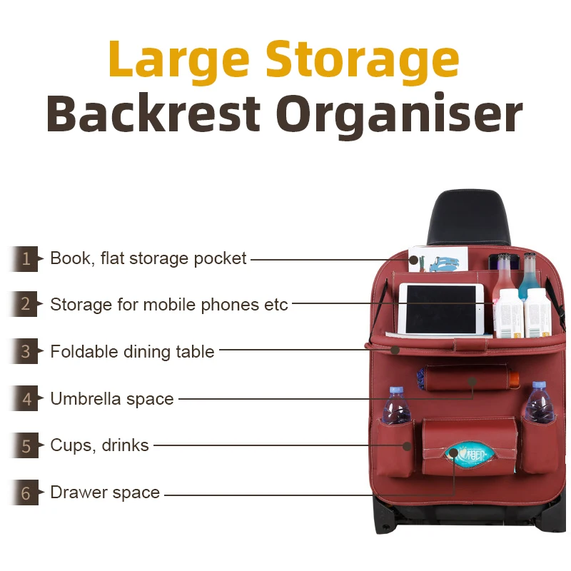 Кожаная сумка для хранения на сиденье автомобиля подвесная спинку сиденья
