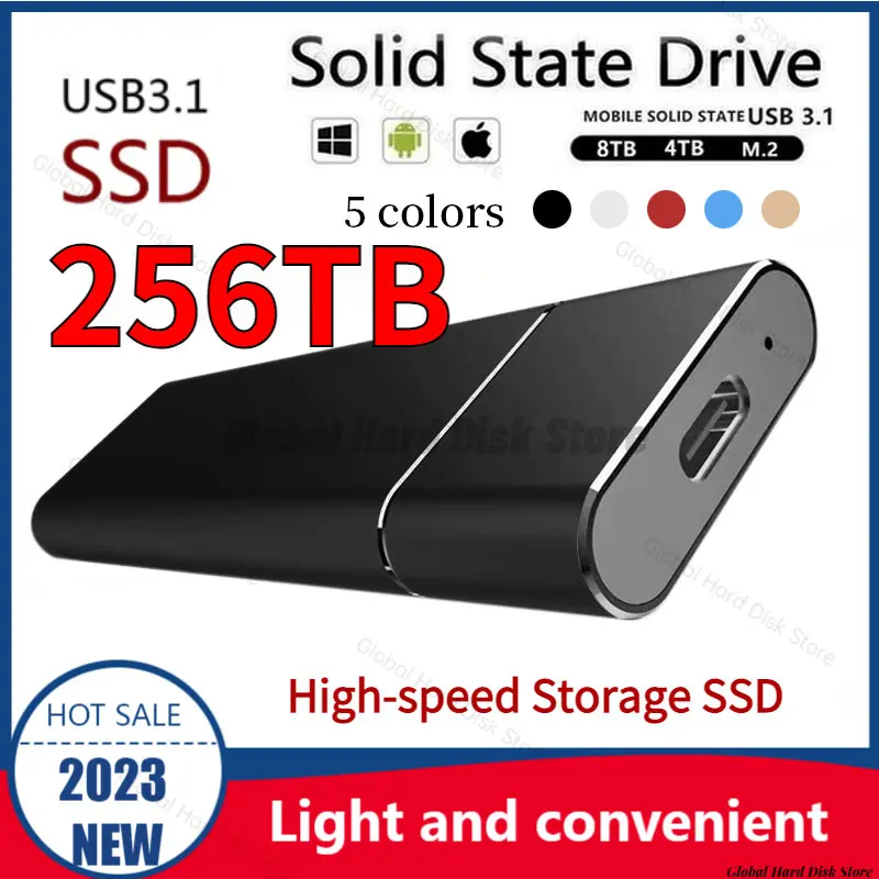 

High-Speed Portable SSD 256TB Solid State Hard Disk High Capacity Storage Device External Hard Drive for Laptop/Desktop/Phone