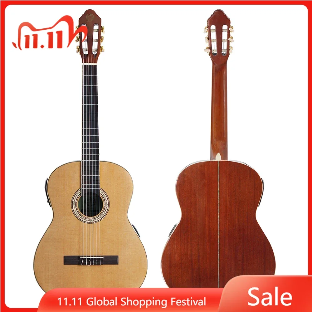 

Классическая гитара 39 дюймов, 6 струн, Классическая гитара из ели с эквалайзером для начинающих и детей, музыкальный подарок, инструмент с сумкой, аксессуары