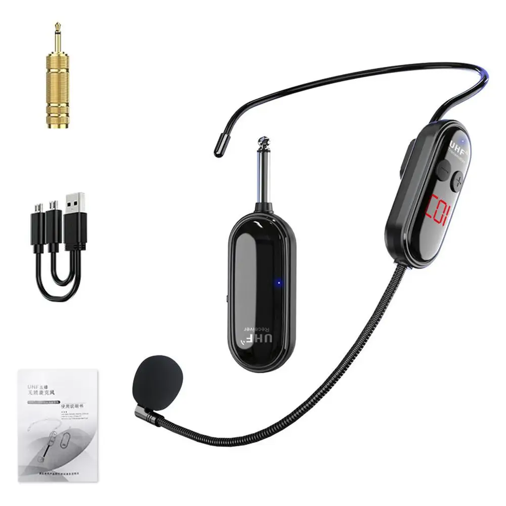 

УВЧ беспроводной микрофон с креплением на голову, ручной микрофон для голосового усилителя звука, для уличных представлений, обучения