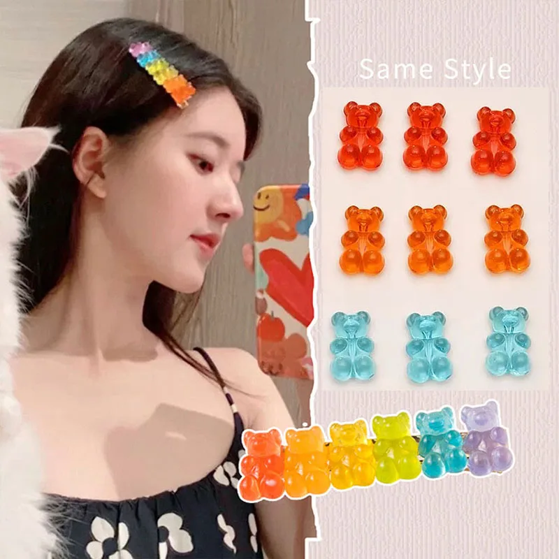 

Colorful Transparent Acrylic Bear Wearable DIY Hobby Art Craft Supplies Hairpin Decorative Material Clothing Patch Vertical Hole