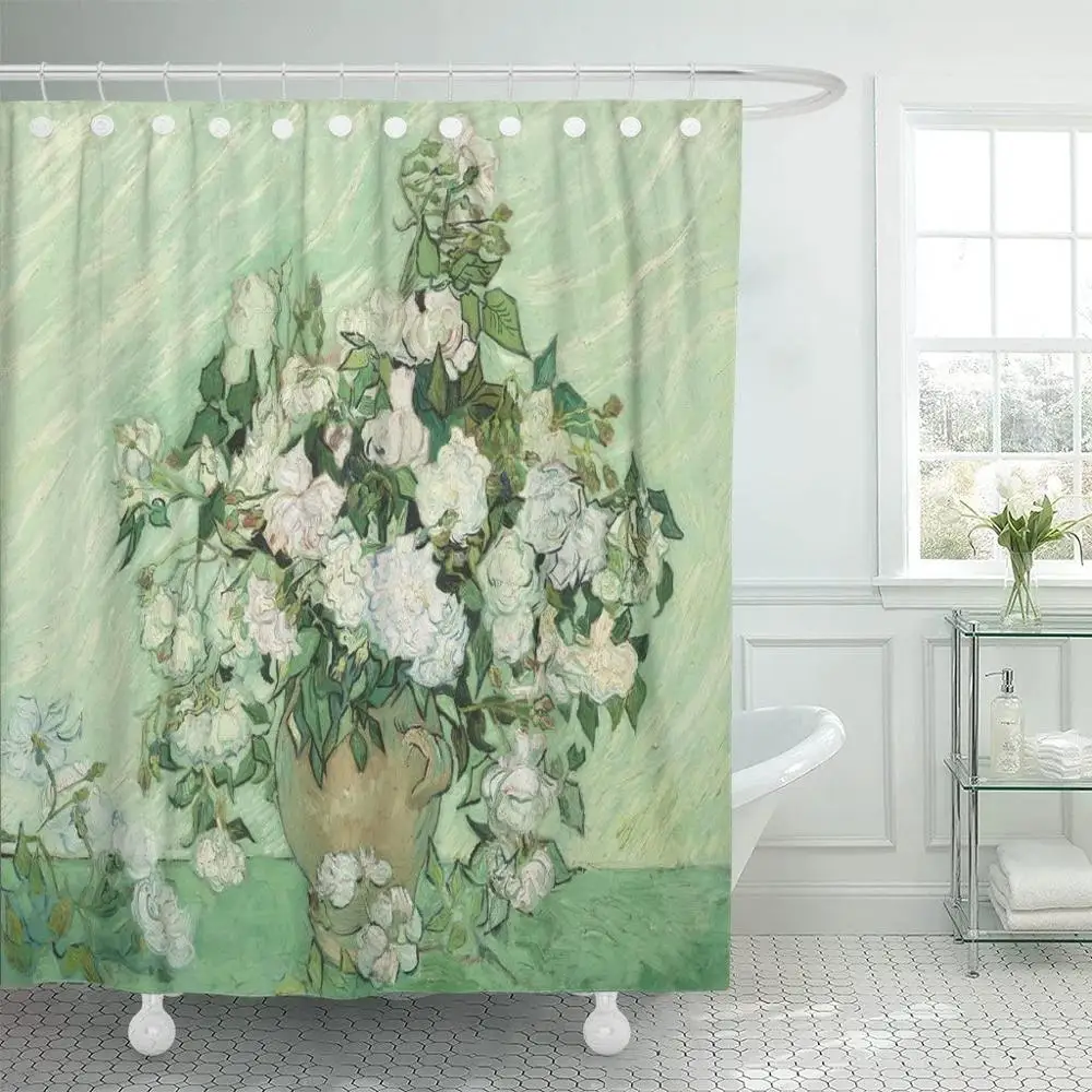 

Gogh 1889 Dutch Post Impressionist Shower Curtain Waterproof Polyester Fabric 72 X 78 Inches Set with Hook Irises By Vincent Van