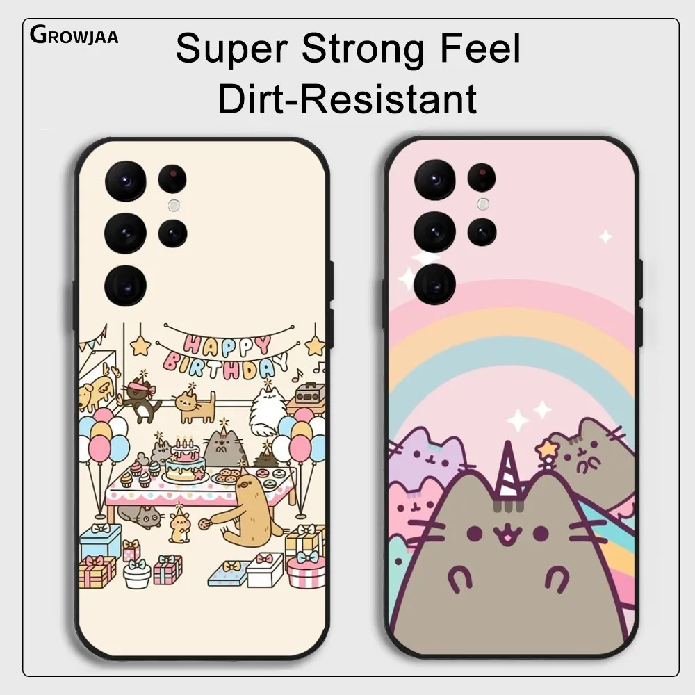 Чехол для телефона P-Pusheens Cute Cat Samsung Galaxy S25 S24 S22 S23 Ultra S21 S20 Plus 5G защитный силиконовый