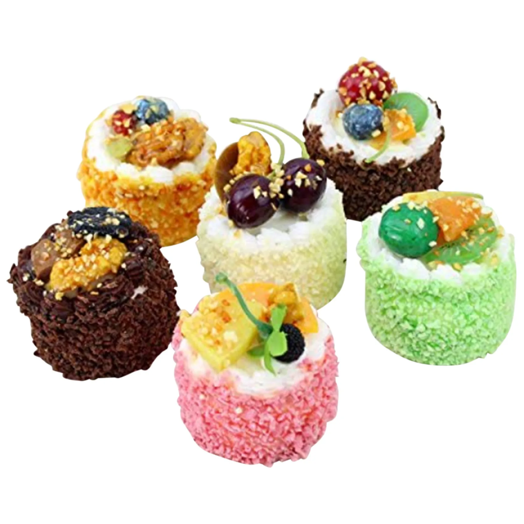 

6Pcs Artificial Simulation Cake Realistic Cupcake Bread Dessert Model Fake Display Cake Photography Prop Home Decoration
