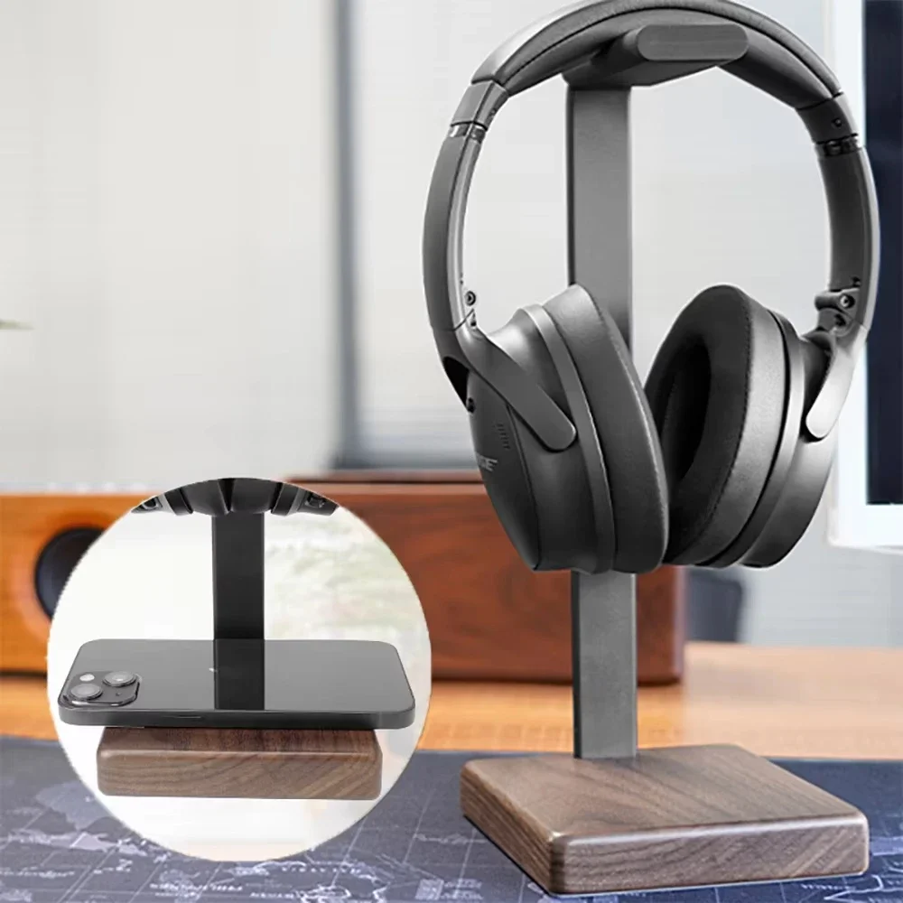 Подставка для наушников из орехового дерева и алюминия