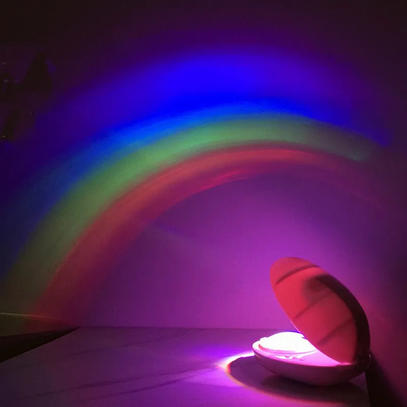 

3 Modes RGB LED Lamp Colorful Led Creative Night Light Egg Shaped Rainbow Projector Light Romantic Magic Children Bedroom MJ825
