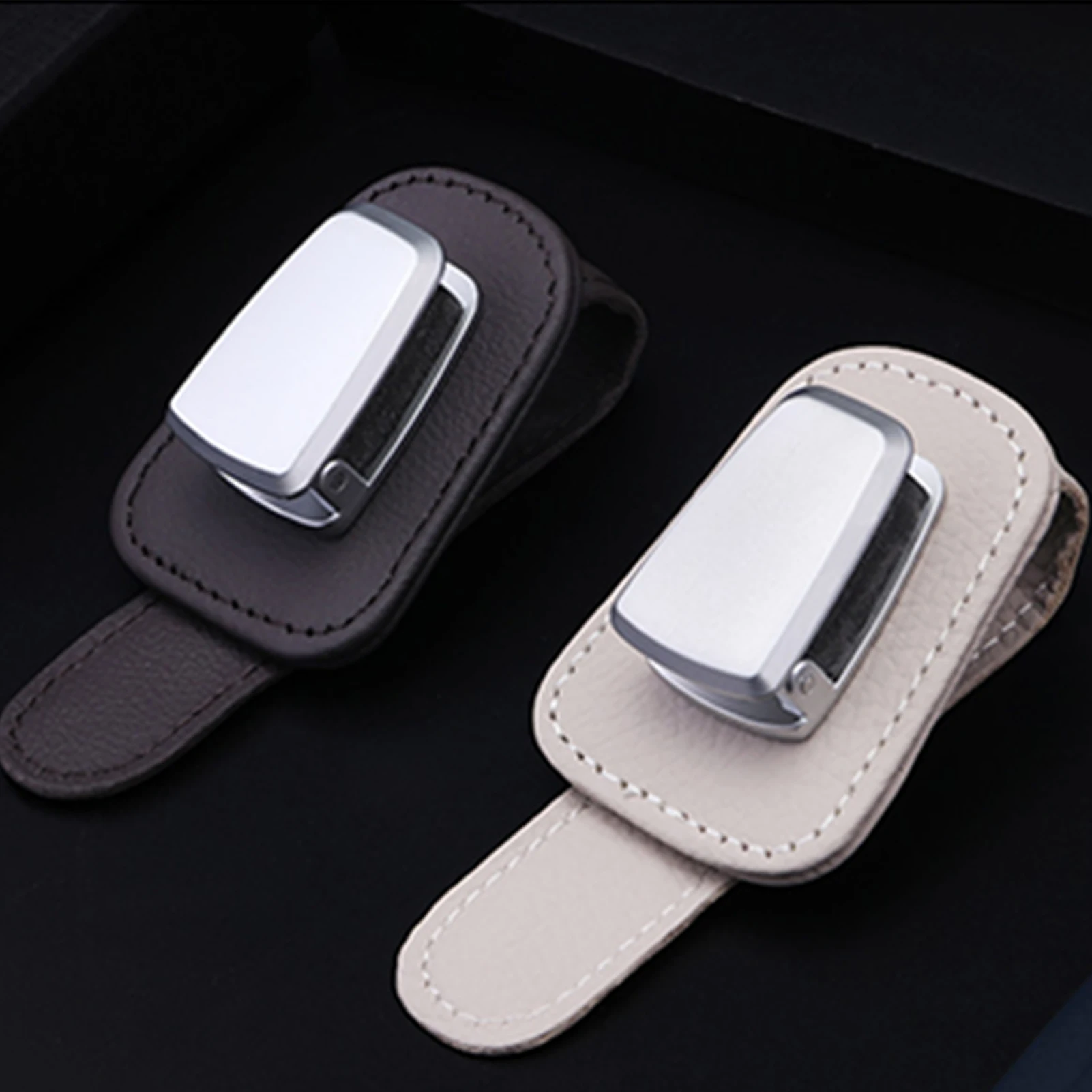 

Sunglass Clip Clip For Sunglasses Car Sunglasses Leather Holder Clip Mounted With Ticket Card Clip Suitable For All Models