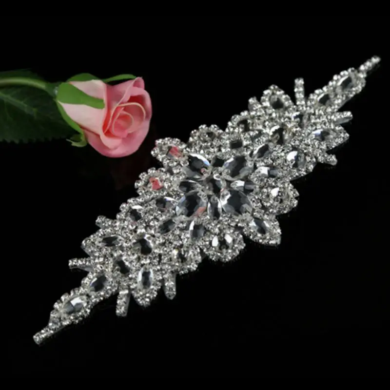 Аппликация JLZXSY ручной работы с серебряными кристаллами Стразы нашивка для