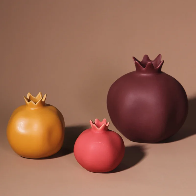 

Pomegranate Ceramic Vase Home Decor Flower Vase Desktop Fruit Cachepot Flowers Plant Hydroponic Arrangement Vase Room Decoration