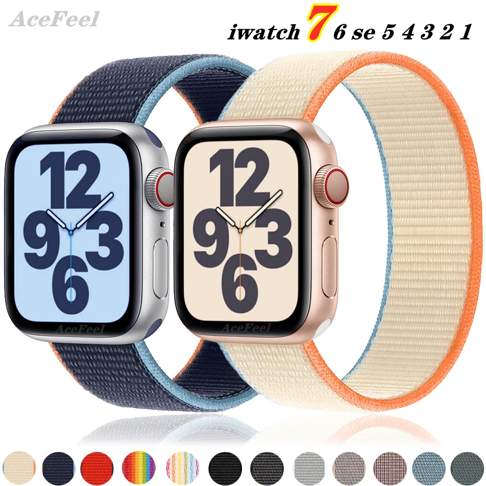 

Nylon strap For Apple Watch band 45mm 44mm 38mm 42mm 41mm 40mm Elastic Nylon Braided strap for iWatch Series 7 se 6 5 4 3 2 band