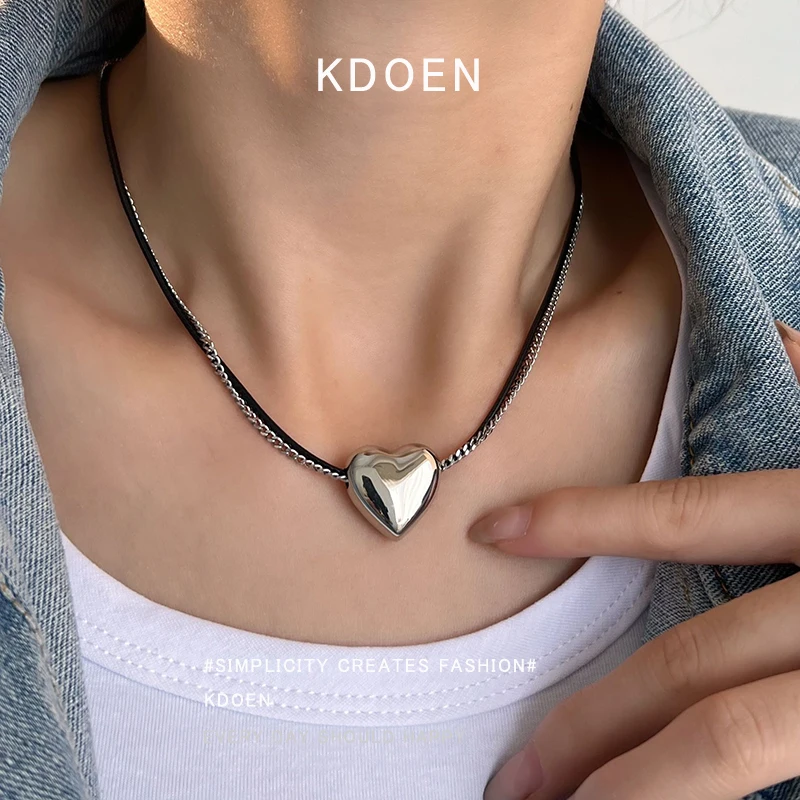 Двухслойная цепочка из искусственной кожи нержавеющей стали в форме сердца