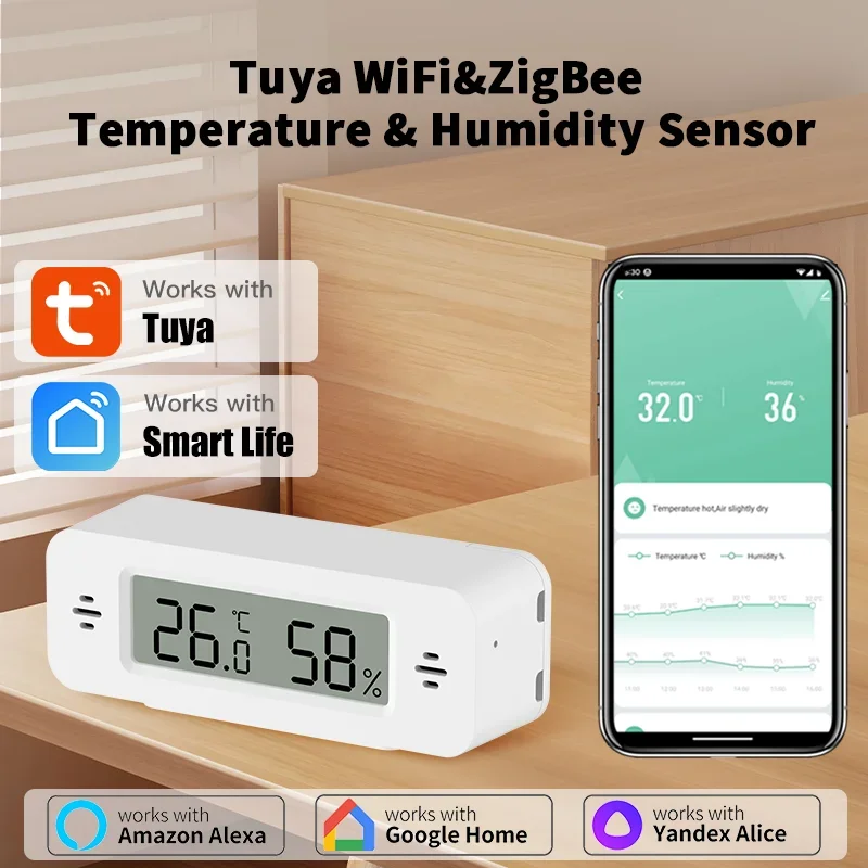 Tuya WiFi Zigbee мини температура и влажность для умного дома термометр гигрометр