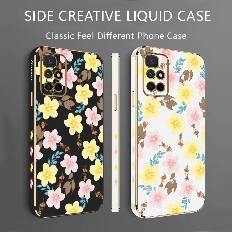 Twin Flower Luxury Plating Phone Case For Xiaomi Redmi 10 10A 12C 9 10C 9T 9A A1 9C Cover