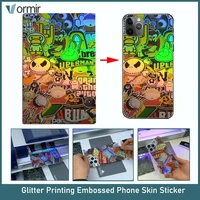 50 pcs 3d embossed glitter print phone skin for cutting mahcine ss 890c mobilephone protective films back housing cover stickers